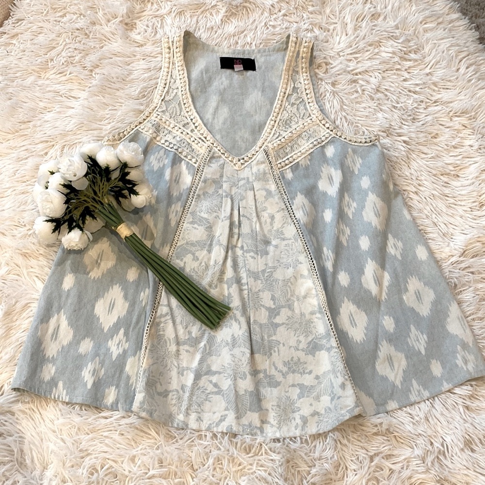 NO-BO cream baby blue boho tank